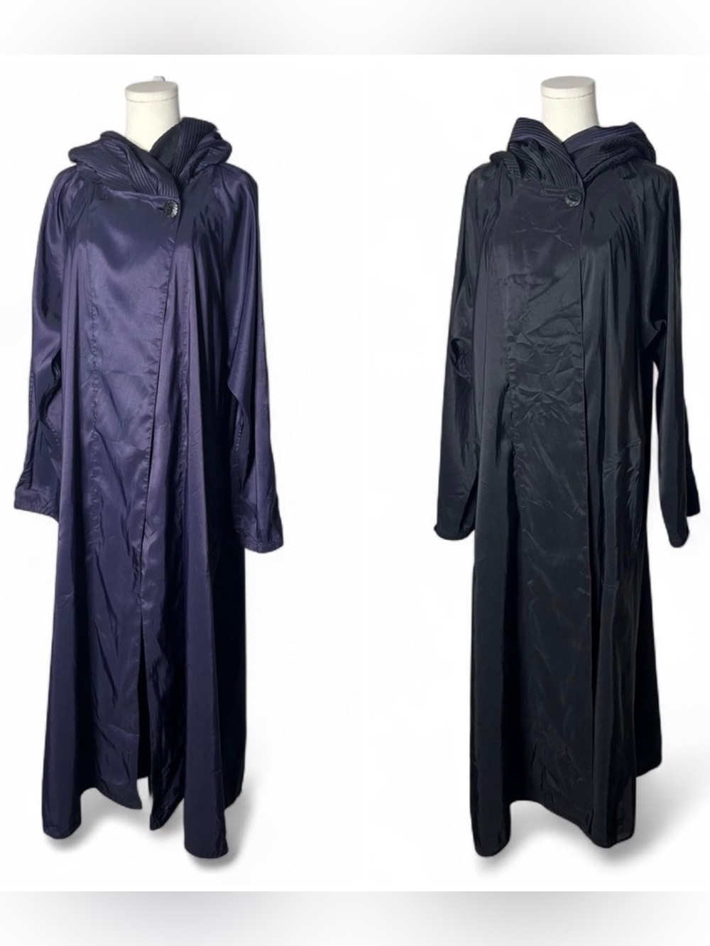 Mycra Pac Donatella Reversible Long Travel Raincoat in Eggplant/Black Size S/